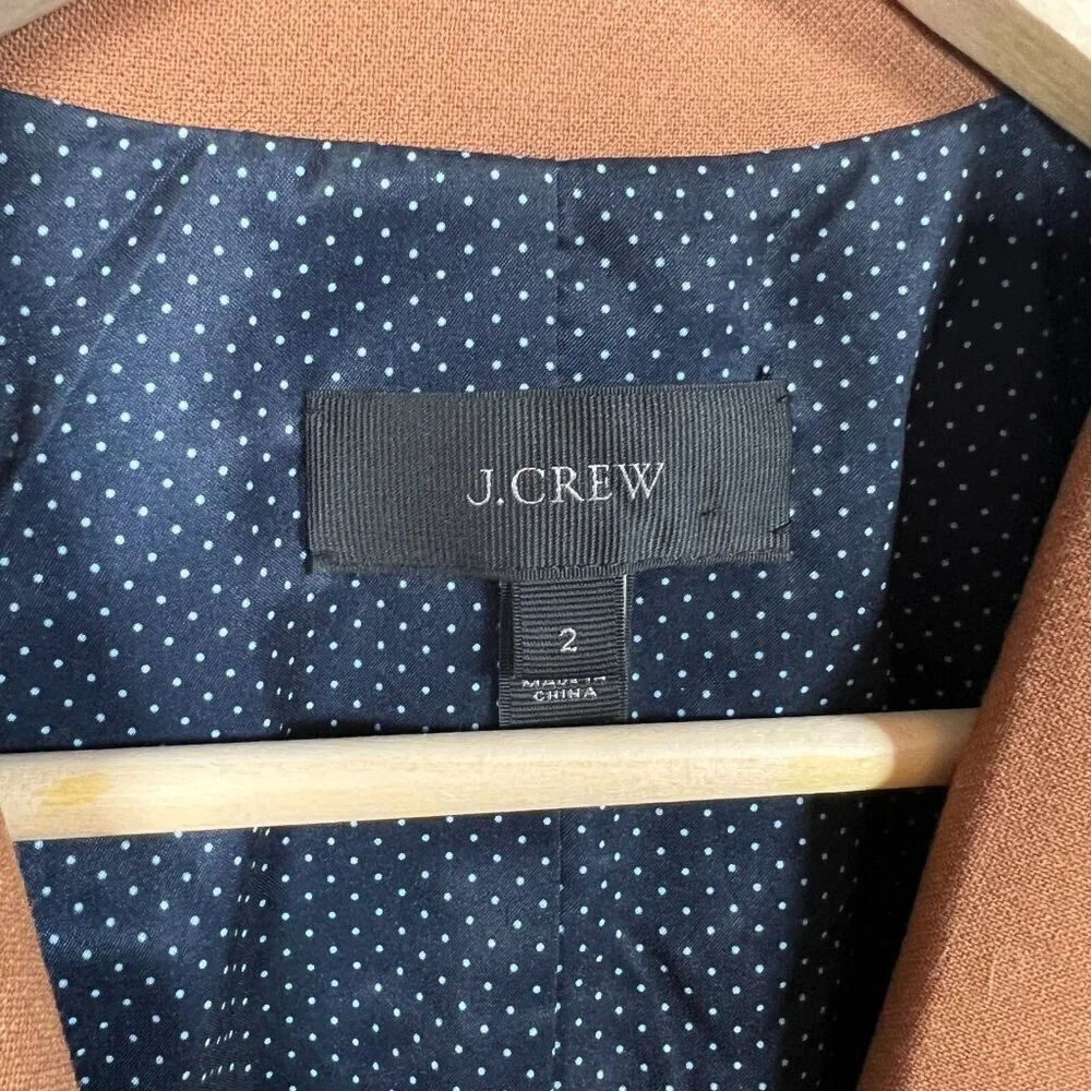 J.Crew Parke Bi Stretch Blazer Jacket Size 2 Camel Brown Career Work Business - Picture 3 of 11